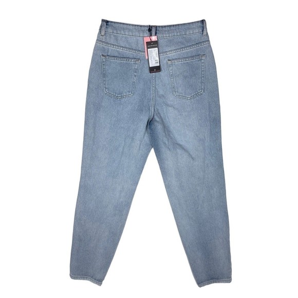 Pretty Little Thing Mom Jeans Women's Size 6 High Waist Ripped Light Wash NEW - Picture 2 of 12